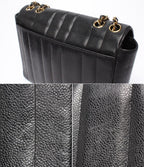 Chanel Chain Shoulder Bag Gold Double Single Flap Caviar Leather Mademoiselle — view 7