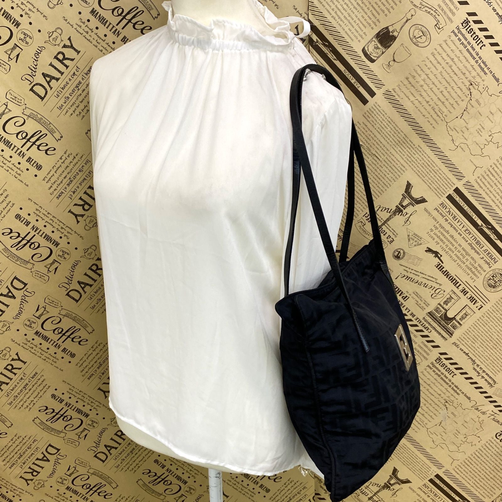 Fendi Tote Zucca Black Canvas Travel Business — view 3