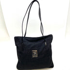 Fendi Tote Zucca Black Canvas Travel Business