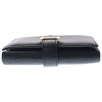 Hermes Bearn Compact Leather Silver Trifold Wallet Black — view 3