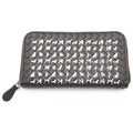 Bottega Veneta Intrecciato Dog Pattern Round Zip Leather Wallet Black