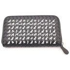 Bottega Veneta Intrecciato Dog Pattern Round Zip Leather Wallet Black — view 2