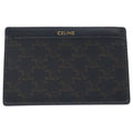 Celine Triomphe Pattern Leather Card Case Business Holder Black Brown