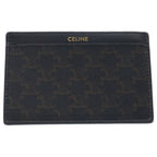 Celine Triomphe Pattern Leather Card Case Business Holder Black Brown