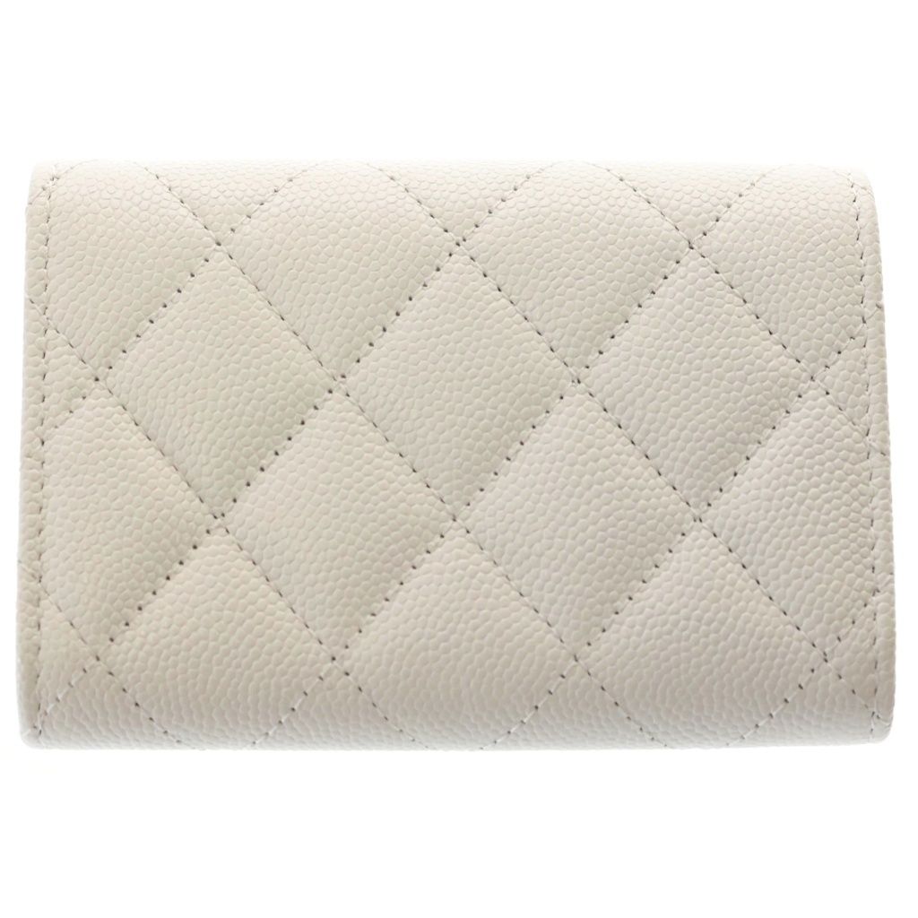 Chanel CC Logo Quilted Small Flap Compact Wallet Trifold White Pink Seal — view 2