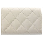 Chanel CC Logo Quilted Small Flap Compact Wallet Trifold White Pink Seal — view 2