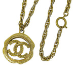 Chanel CC Logo Necklace Pendant Gold Plated