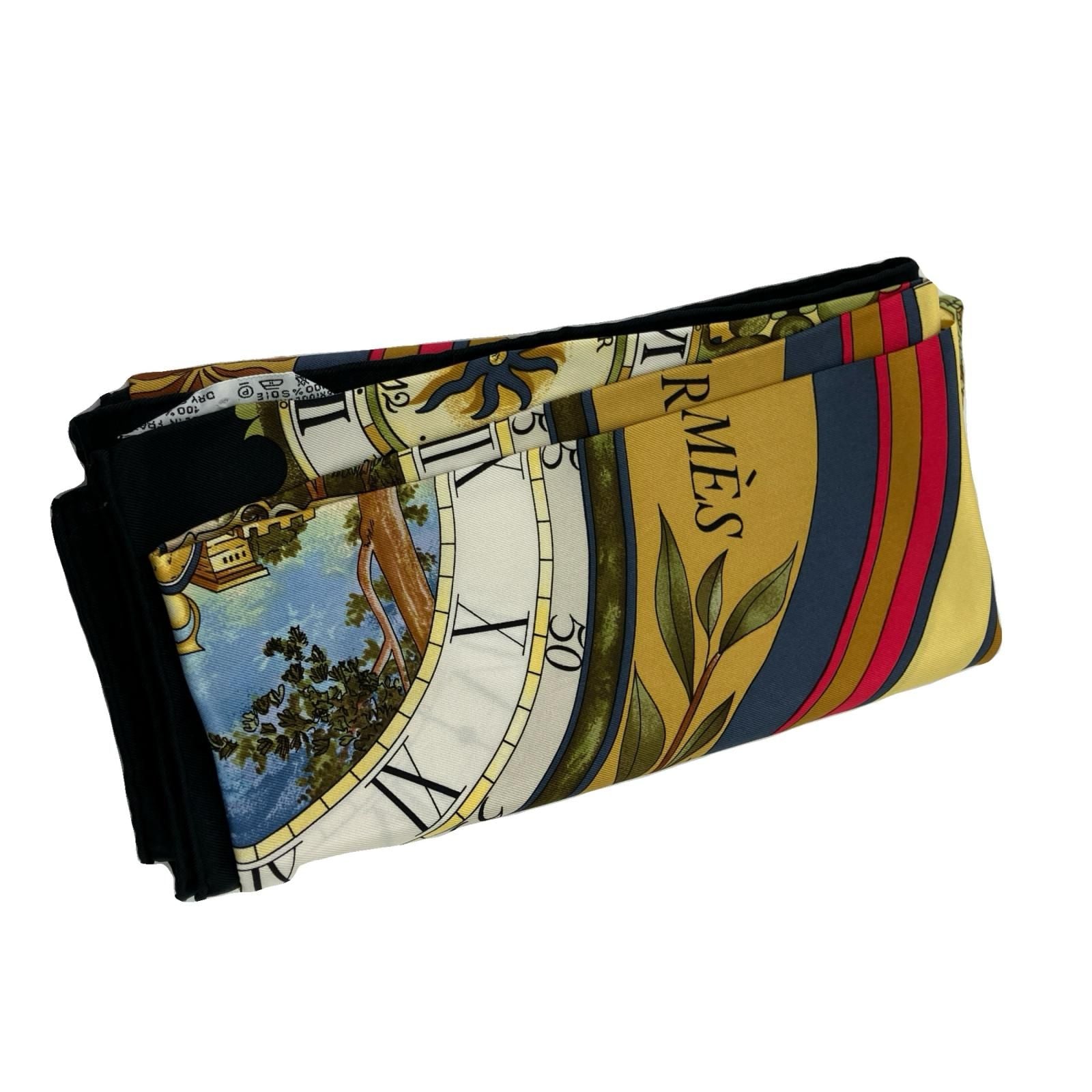Hermes Carre 90 la Ronde Des Heures Tokinoronbu Black Gray Scarf — view 6