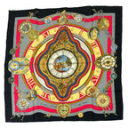 Hermes Carre 90 la Ronde Des Heures Tokinoronbu Black Gray Scarf