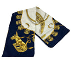 Hermes Carre 90 Yellow Golden Knight Navy White Scarf — view 4