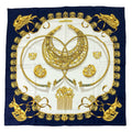 Hermes Carre 90 Yellow Golden Knight Navy White Scarf
