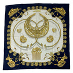 Hermes Carre 90 Yellow Golden Knight Navy White Scarf — view 2