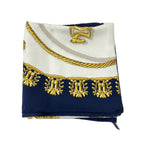 Hermes Carre 90 Yellow Golden Knight Navy White Scarf — view 5