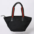 Gucci Sherry Line Hand Bag Handbag GG Canvas Black