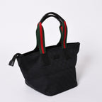 Gucci Sherry Line Hand Bag Handbag GG Canvas Black — view 3