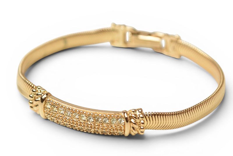 Dior Bracelet Bangle Vintage Rhinestone Gold