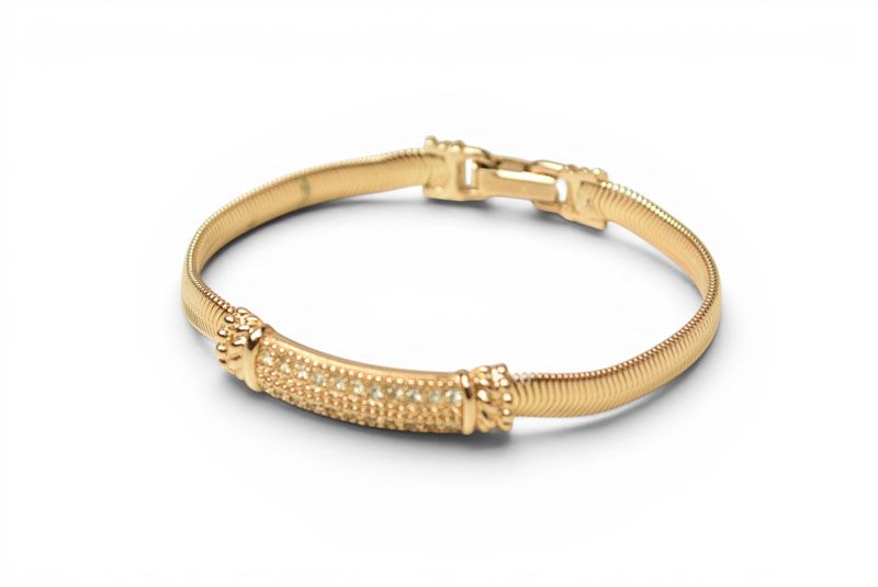 Dior Bracelet Bangle Vintage Rhinestone Gold — view 2