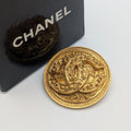 Chanel Brooch CC Logo Medal Gold Vintage