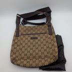 Gucci GG Canvas Shoulder Bag Crossbody Brown
