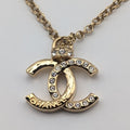Chanel CC Logo Rhinestone Gold Necklace
