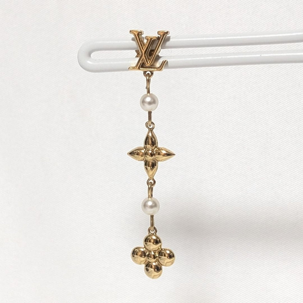 Louis Vuitton Pandant a Gold Faux Pearl Earrings Single