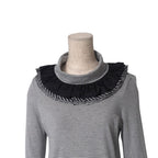 Chanel Top 36 Ruffle Neck Lace Striped Turtle Long Sleeve — view 3