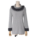 Chanel Top 36 Ruffle Neck Lace Striped Turtle Long Sleeve