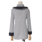 Chanel Top 36 Ruffle Neck Lace Striped Turtle Long Sleeve — view 2