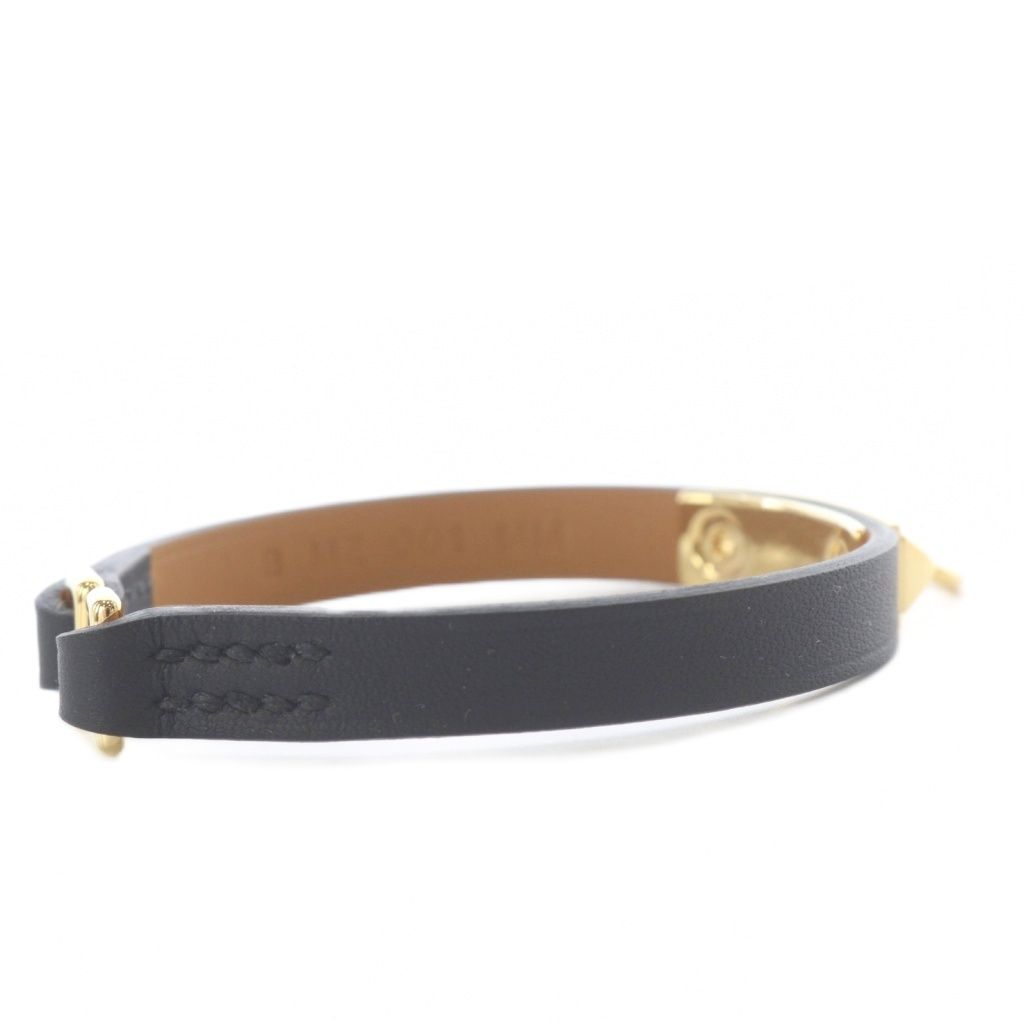 Hermes Mini Rival Leather Bracelet Black — view 4