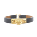 Hermes Mini Rival Leather Bracelet Black