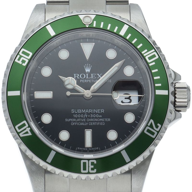 Rolex Submariner Date Green Roulette SS Watch Black