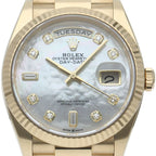 Rolex Day Date 36 Watch Diamond Shell Box 18k Yellow Gold White