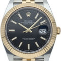 Rolex Datejust 41 Watch Jubilee Box 18k Yellow Gold SS Black Polished