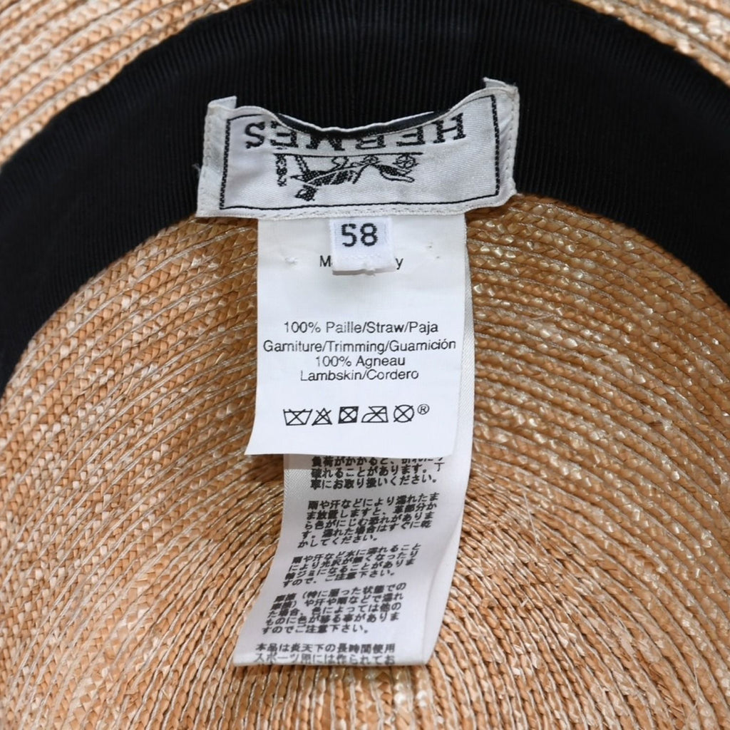 Hermes Straw Hat Panama Hat Beige Classic — view 8