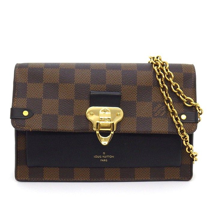 Louis Vuitton Shoulder Bag Portefeuille Vavin Brown Black Damier Ebene Canvas