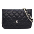 Chanel Shoulder Bag Quilted Classic Chain Wallet Black Bordeaux Lambskin