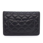 Chanel Shoulder Bag Quilted Classic Chain Wallet Black Bordeaux Lambskin — view 2