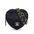 Chanel Shoulder Bag Quilted Heart Chain Onwards Black Bordeaux Lambskin