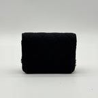 Chanel Shoulder Bag Mini Quilted Cotton Black Gold CC Logo Chain — view 2
