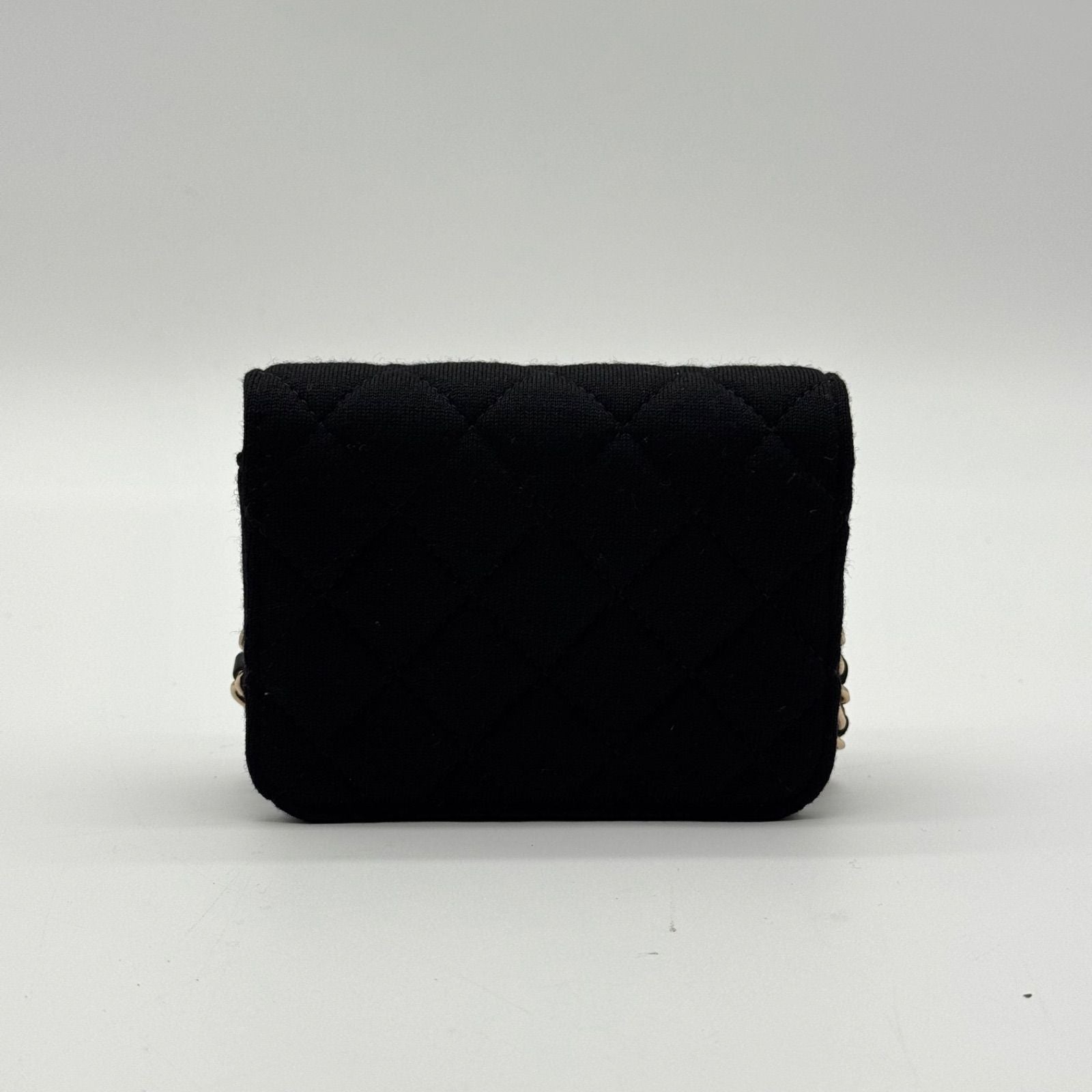Chanel Shoulder Bag Mini Quilted Cotton Black Gold CC Logo Chain — view 2