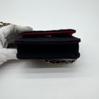 Chanel Shoulder Bag Mini Quilted Cotton Black Gold CC Logo Chain — view 6