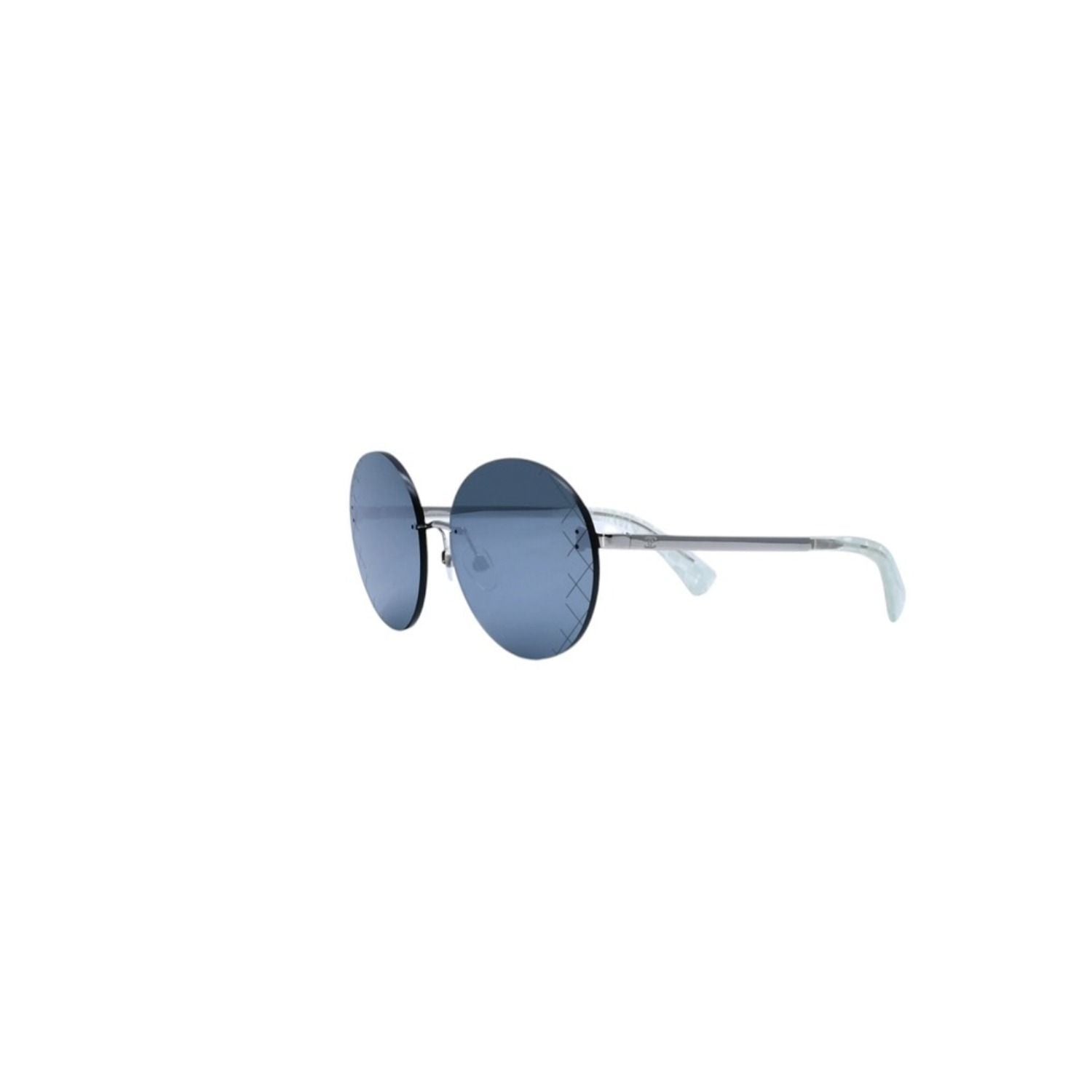 Chanel CC Logo Round Shape Mirror Sunglasses Silver Gray Eyewear — view 3