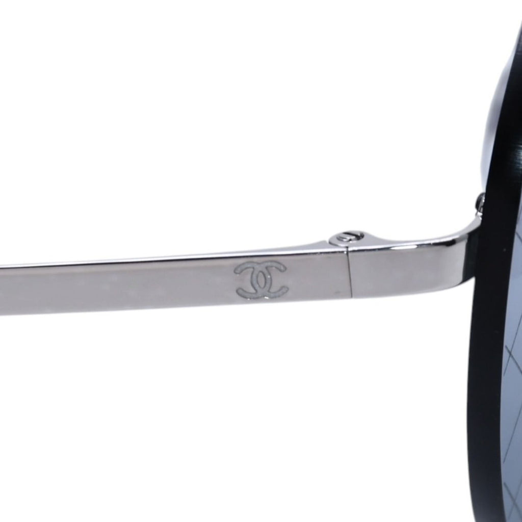 Chanel CC Logo Round Shape Mirror Sunglasses Silver Gray Eyewear — view 8