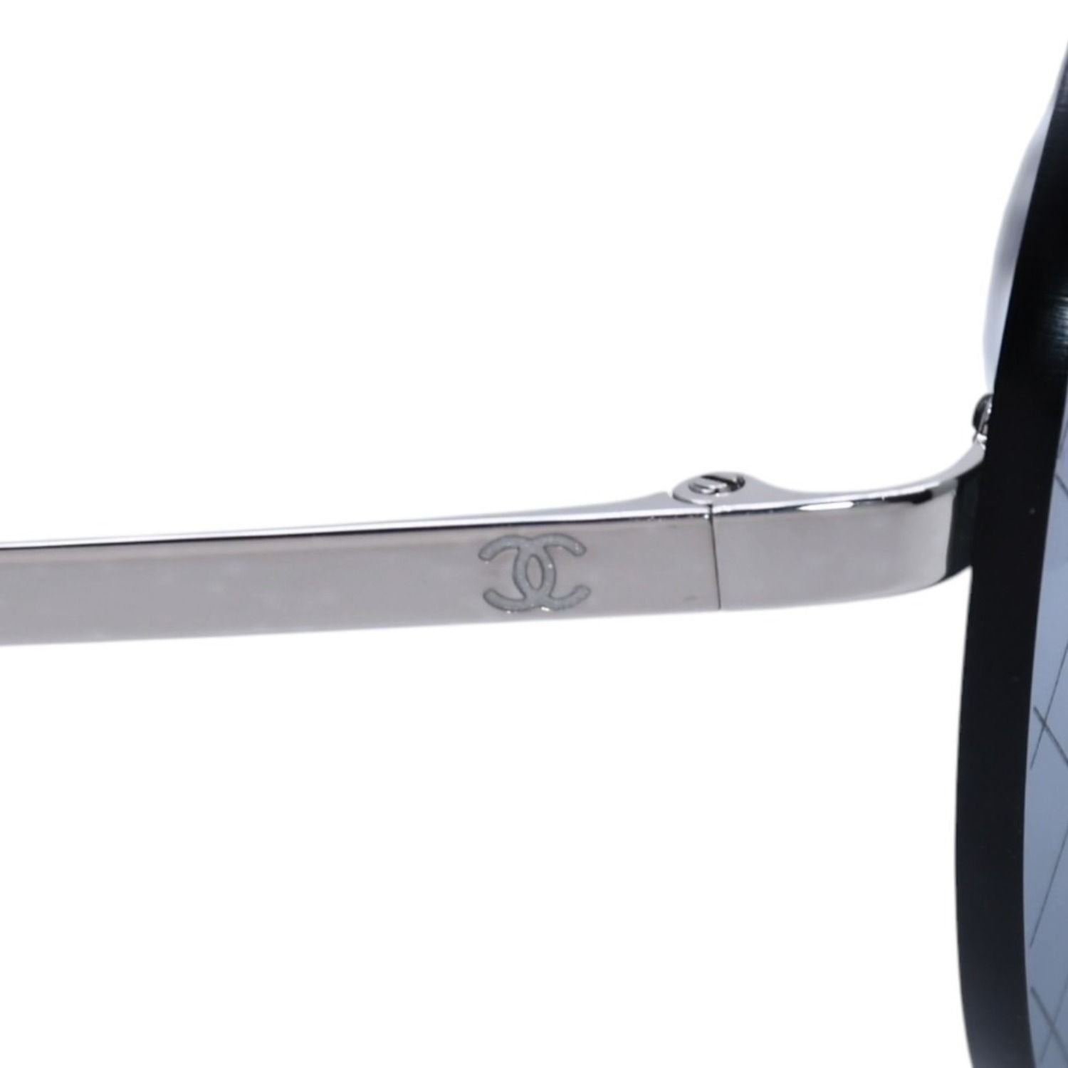 Chanel CC Logo Round Shape Mirror Sunglasses Silver Gray Eyewear — view 8