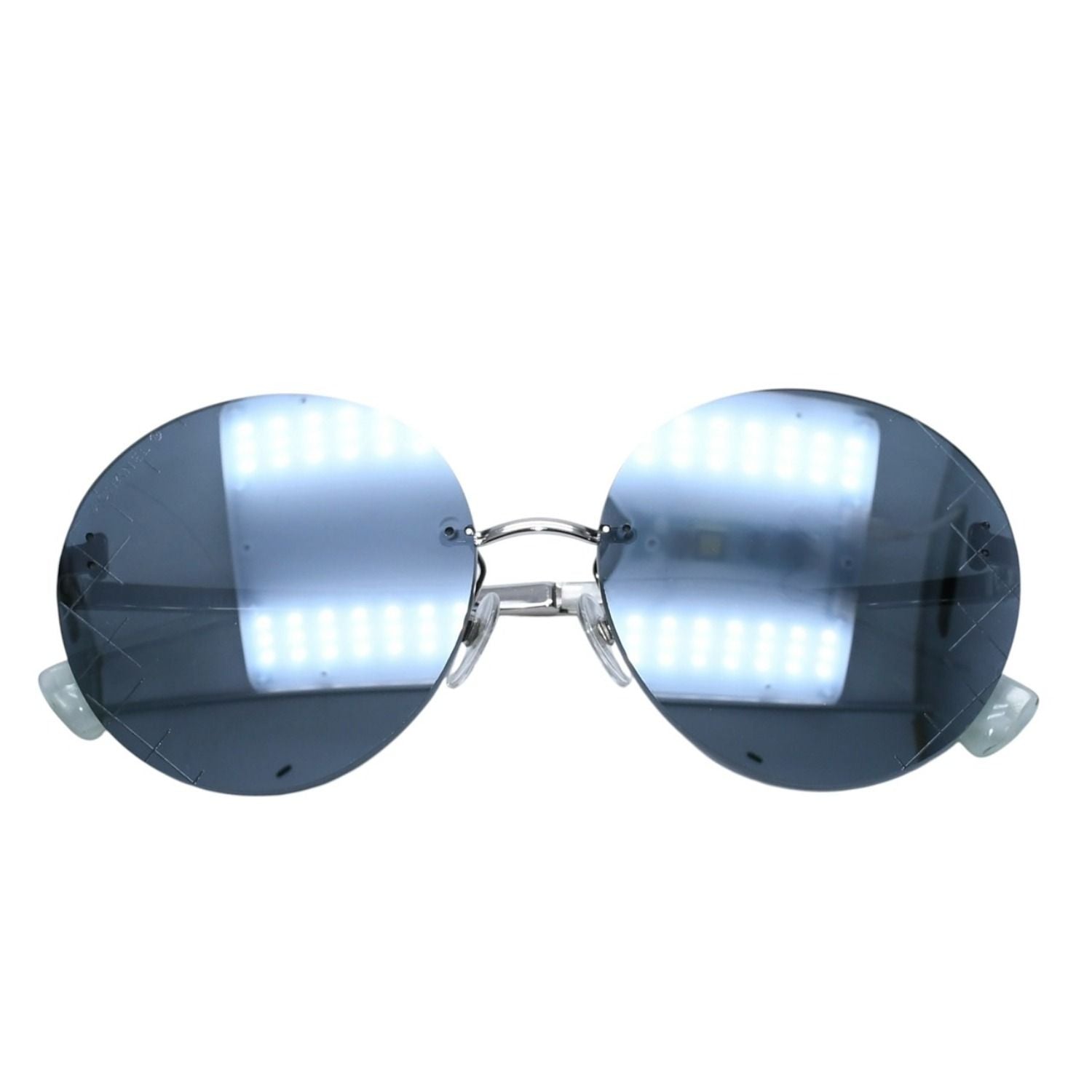 Chanel CC Logo Round Shape Mirror Sunglasses Silver Gray Eyewear — view 2