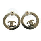 Chanel Circle CC Logo Earrings Rhinestone Gold — view 2