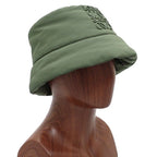 Loewe Puffer Bucket Hat Polyester Nylon Khaki Green Logo — view 5