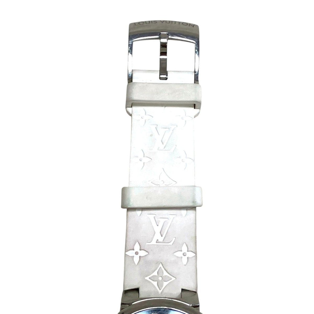 Louis Vuitton Tambour Slim Watch SS Rubber Quartz Black Dial — view 6