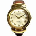 Rolex Cellini Watch 18k Leather Quartz Beige Dial