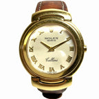 Rolex Cellini Watch 18k Leather Quartz Beige Dial